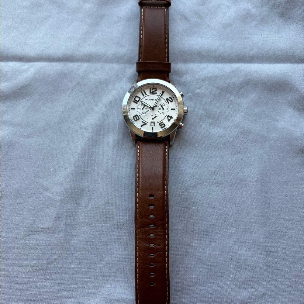 MICHAEL KORS Mercer Chronograph Stainless Steel Men's Watch with Leather Band